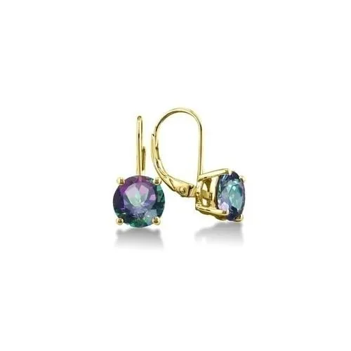 0.75 Carat CZ Mystic Topaz Leverback Earrings sterling Silver Gold Tone