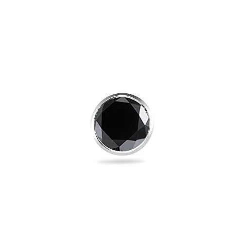 0.91-1.02 Cts Black Diamond Mens Stud Earring in 14K White Gold{DIAMOND APPRAISAL INCLUDED}