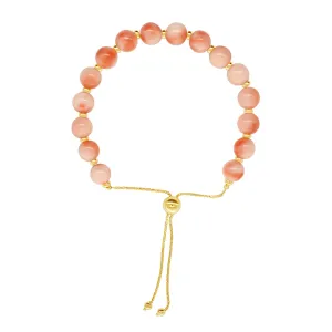 14k Angel Skin Coral Adjustable Bolo Bracelet 11"