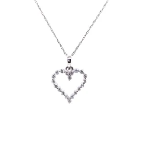 14K White Gold Diamond Cutout Heart Necklace