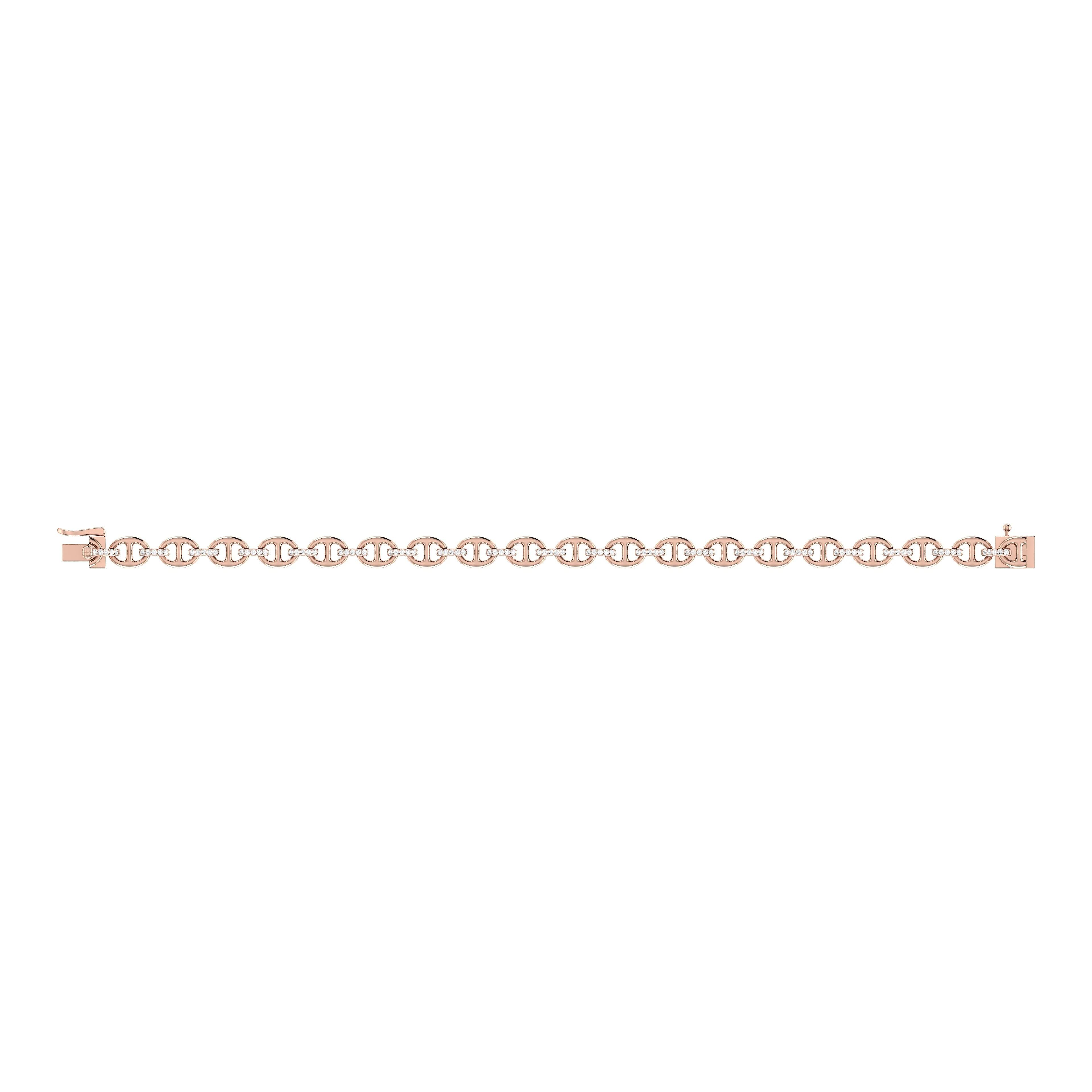 14KP 95DRD0.50CT,DIAMOND ANCHOR LINK BRACELET 7.25
