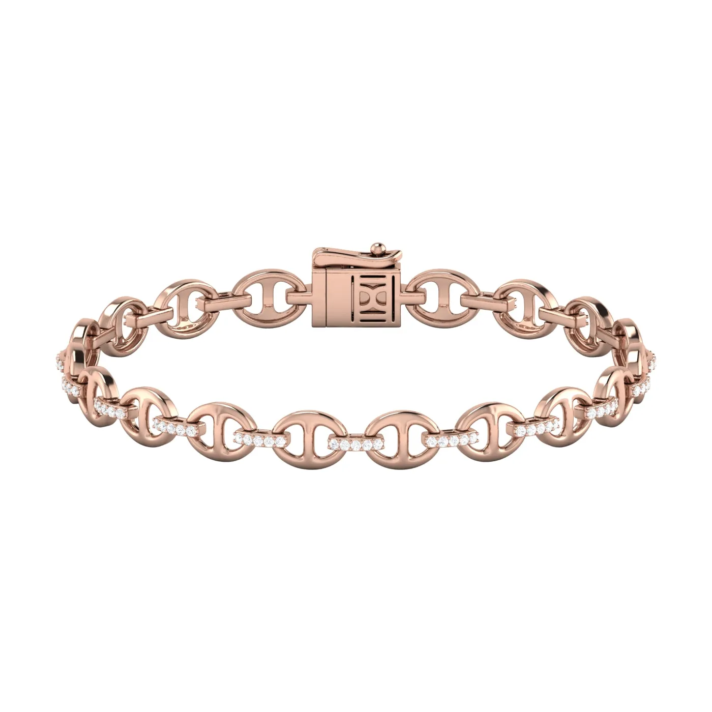 14KP 95DRD0.50CT,DIAMOND ANCHOR LINK BRACELET 7.25