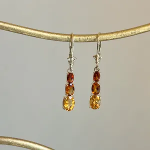 14KT Yellow Gold Citrine Dangle Lever Back Earrings