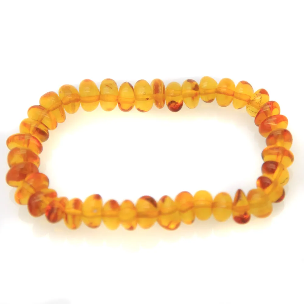 1AC925-B2: Amber Stretch Bracelet Sm Nuggets Lt Honey