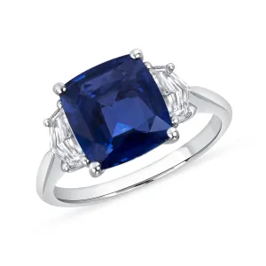 3.75CT Cushion Cut Sapphire Ring