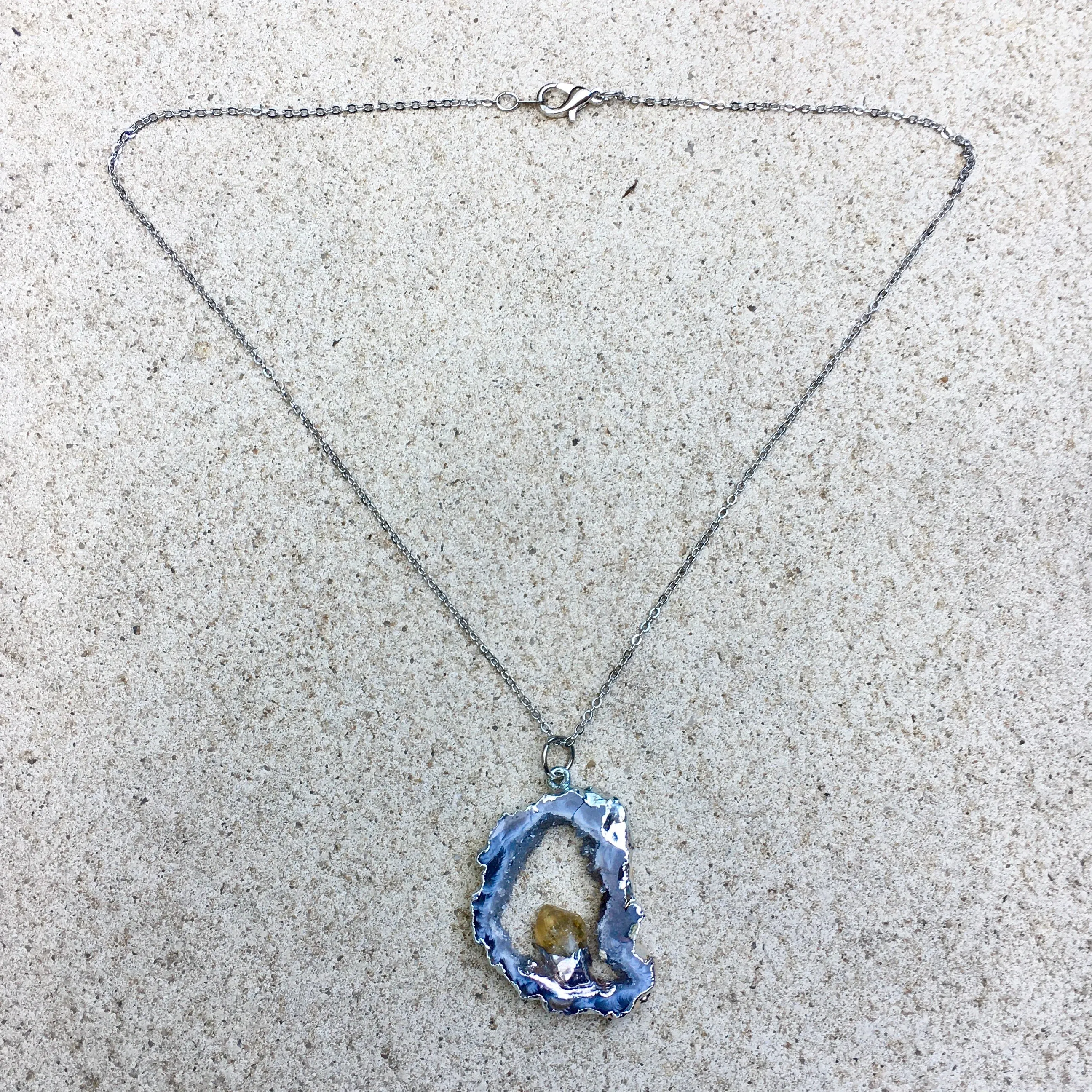 3rd Eye Sliced Citrine Crystal Necklace