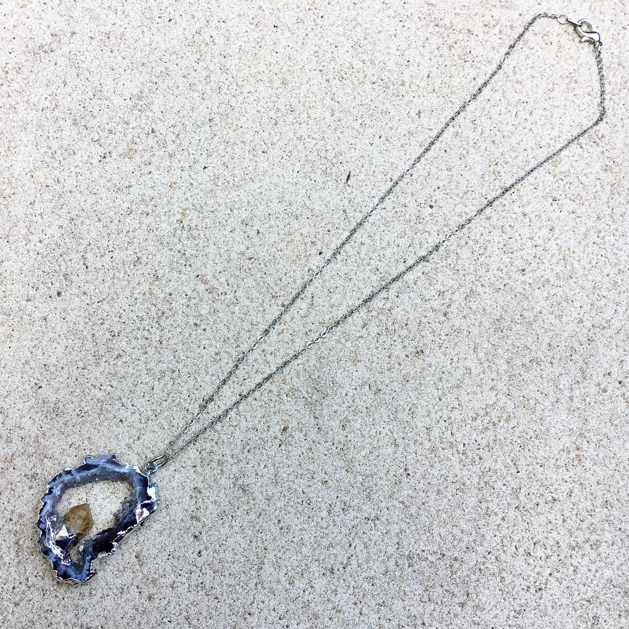 3rd Eye Sliced Citrine Crystal Necklace