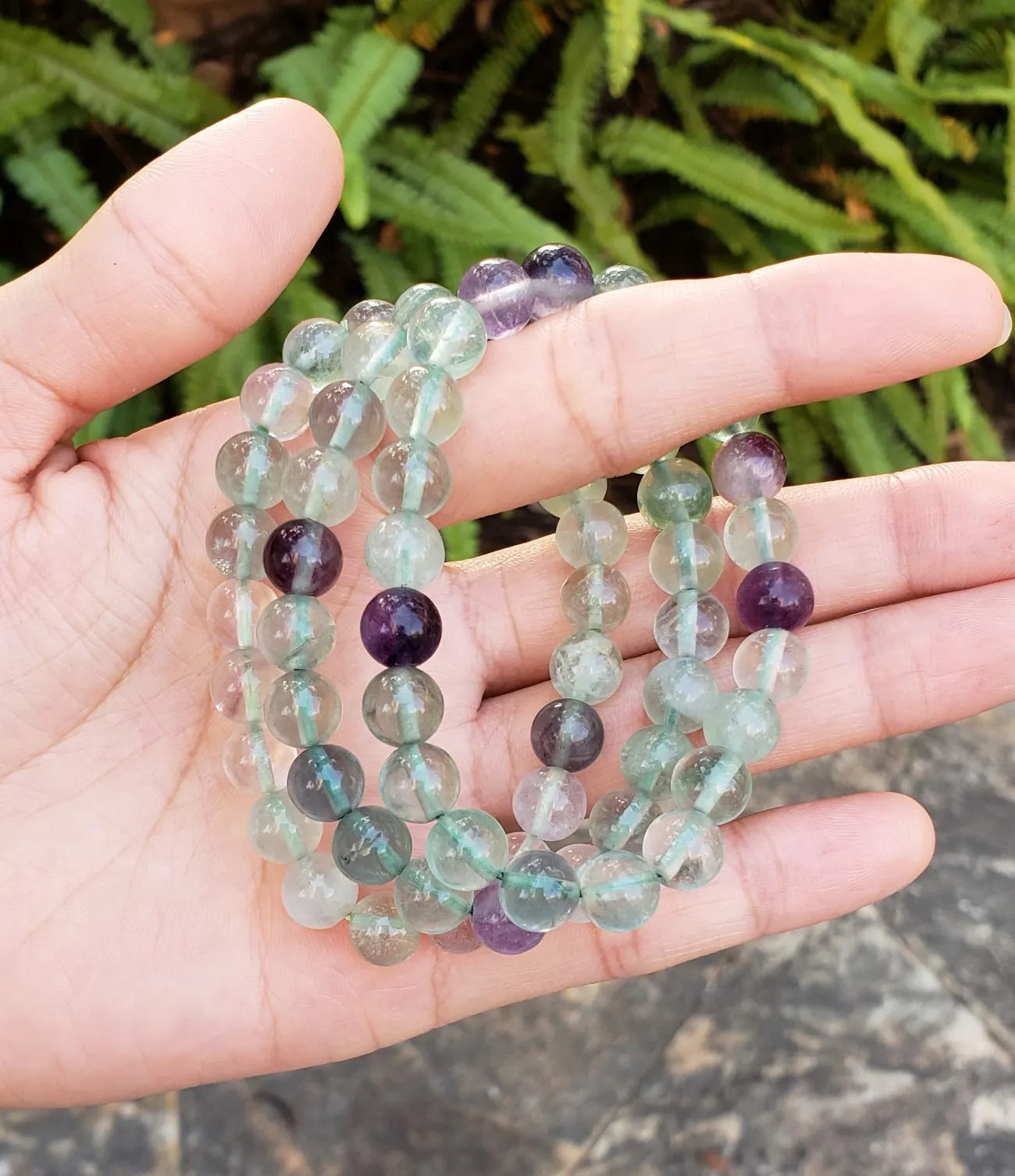 Adabele Natural Gemstone Bracelet 7.5 inch Stretchy Chakra Gems Stones 8mm (0.31") Beads Healing Crystal Quartz Women Men Girls Gifts (Unisex) Multi-color Fluorite 7.5 Inches