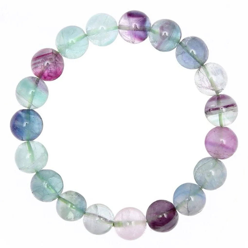 Adabele Natural Gemstone Bracelet 7.5 inch Stretchy Chakra Gems Stones 8mm (0.31") Beads Healing Crystal Quartz Women Men Girls Gifts (Unisex) Multi-color Fluorite 7.5 Inches