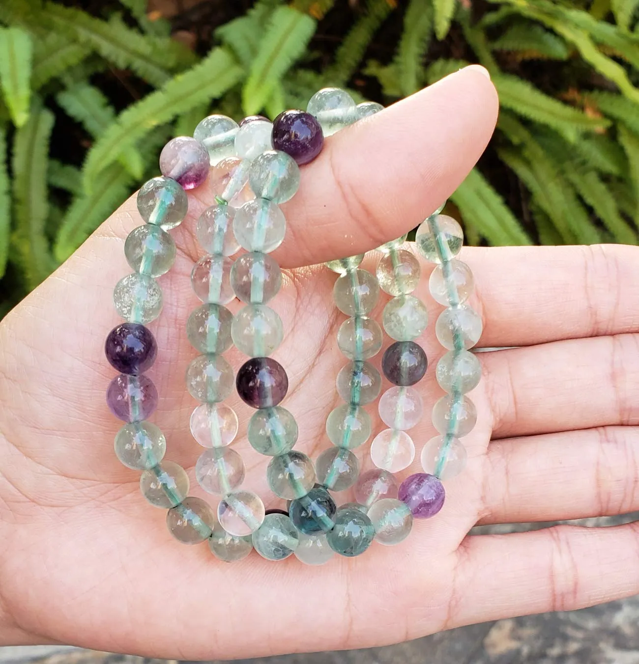 Adabele Natural Gemstone Bracelet 7.5 inch Stretchy Chakra Gems Stones 8mm (0.31") Beads Healing Crystal Quartz Women Men Girls Gifts (Unisex) Multi-color Fluorite 7.5 Inches