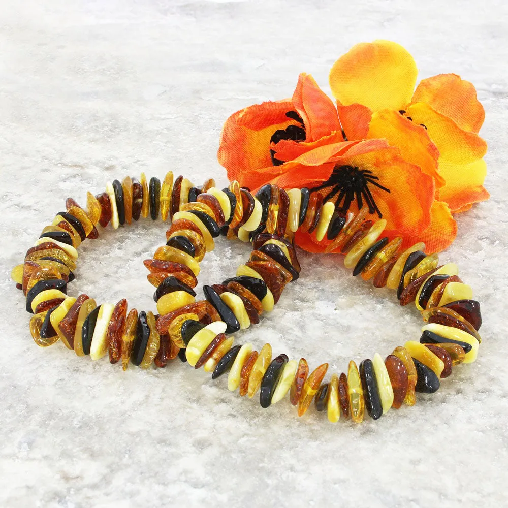 Amber Chip Multi Colour Stretch Ladies Bracelet