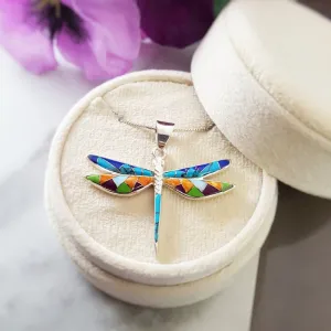 Arizona Turquoise and Inlaid Jewelry Mini Dragonfly Pendant