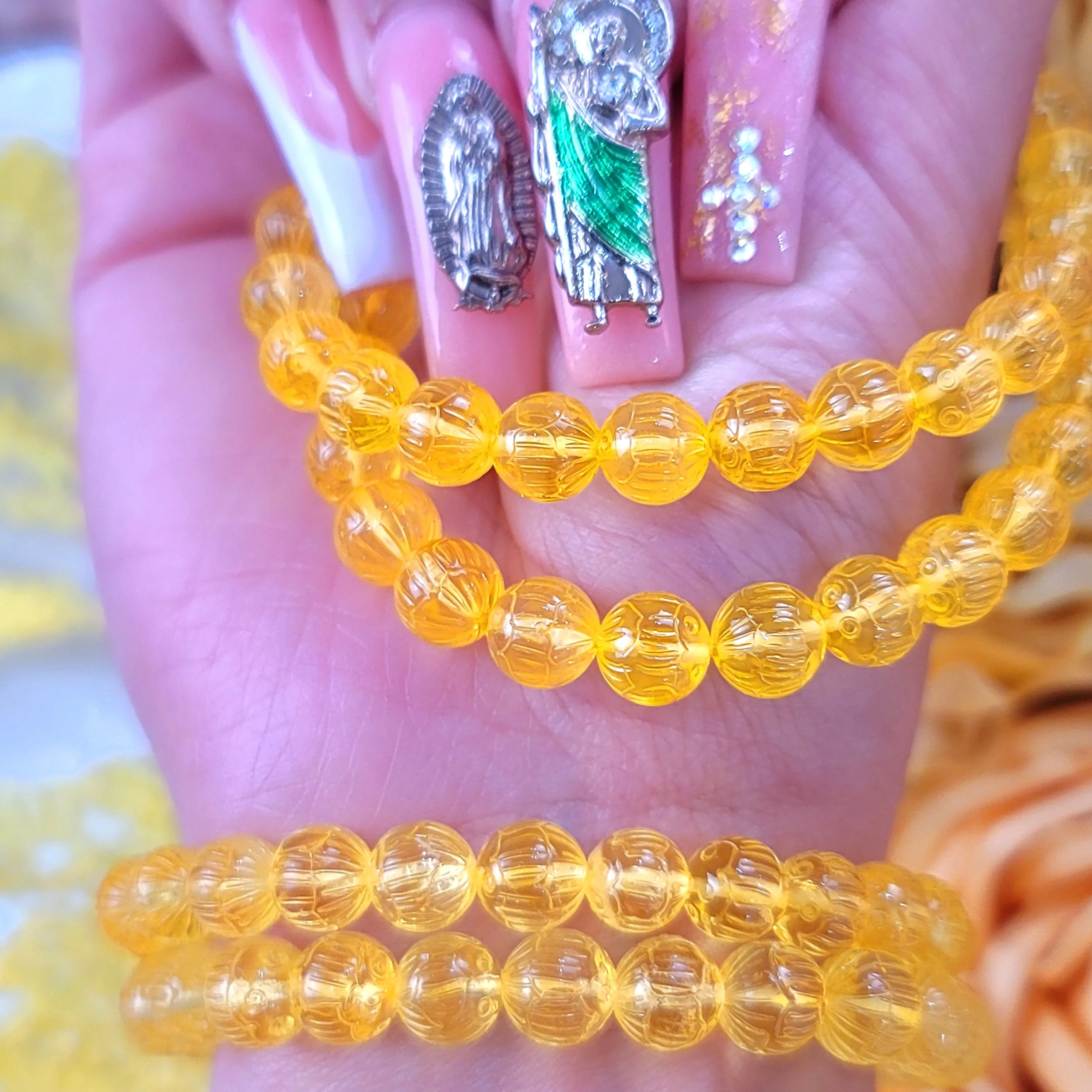 Baltic Amber Carved Lotus Bracelet for Joy and Optimism