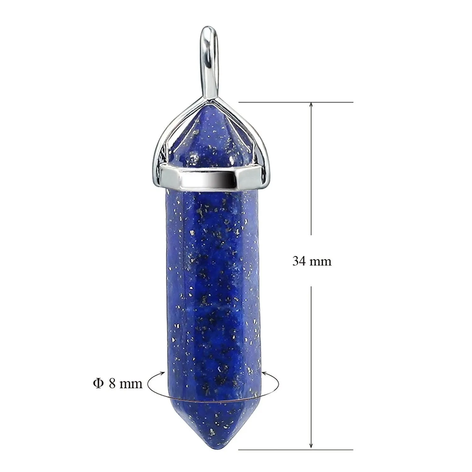 BEADNOVA Gemstone Crystal Necklace for Women Healing Stone Pendant Jewelry for Men Pendulum Divination Energy Healing Hexagonal Pendent (18 Inches Stainless Steel Chain) 1) Synthetic Lapis Lazuli