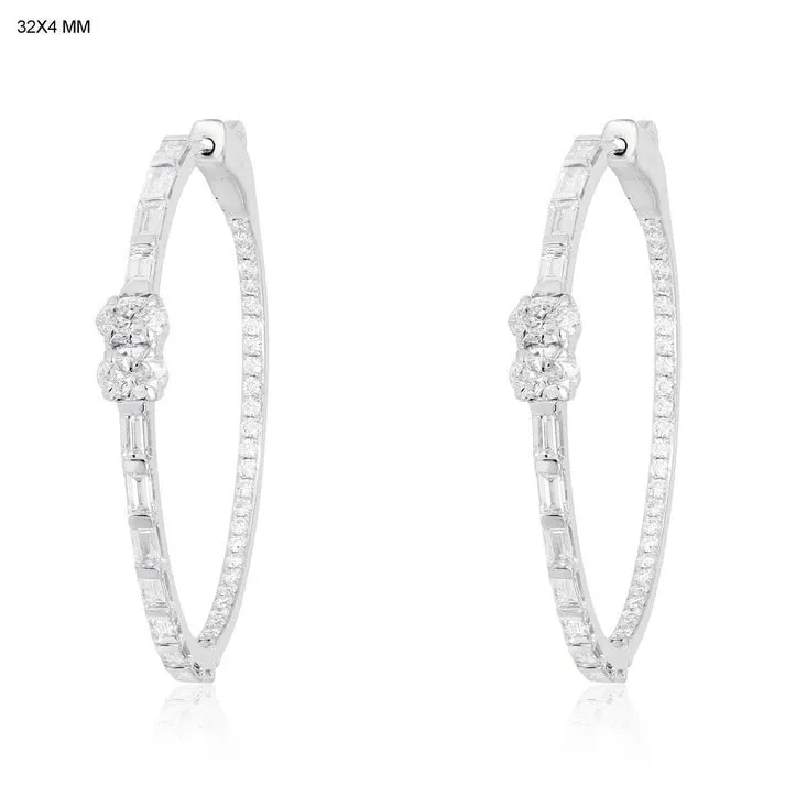 Beautiful Chic Diamond Hoops Earrings