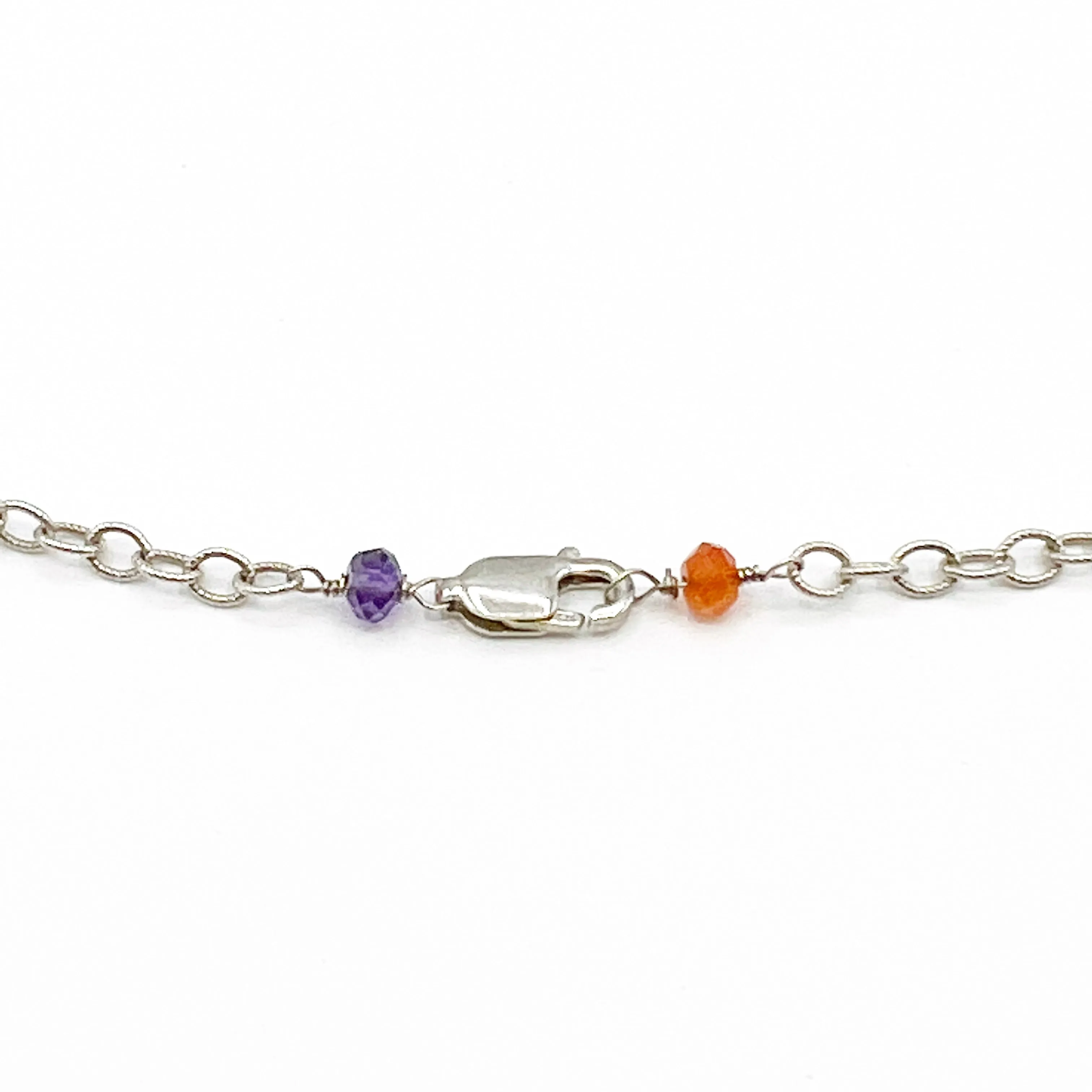 Camelian, Amethysts and Citrine Briolette Necklace with Sterling Silver