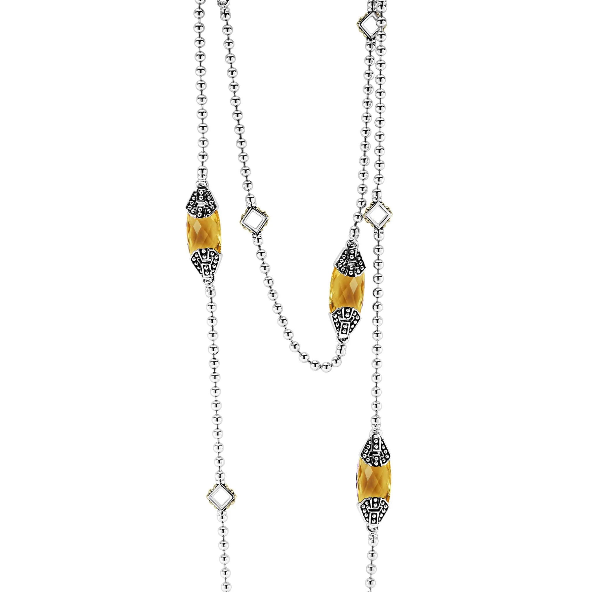 Caviar Color Six Station Citrine Necklace