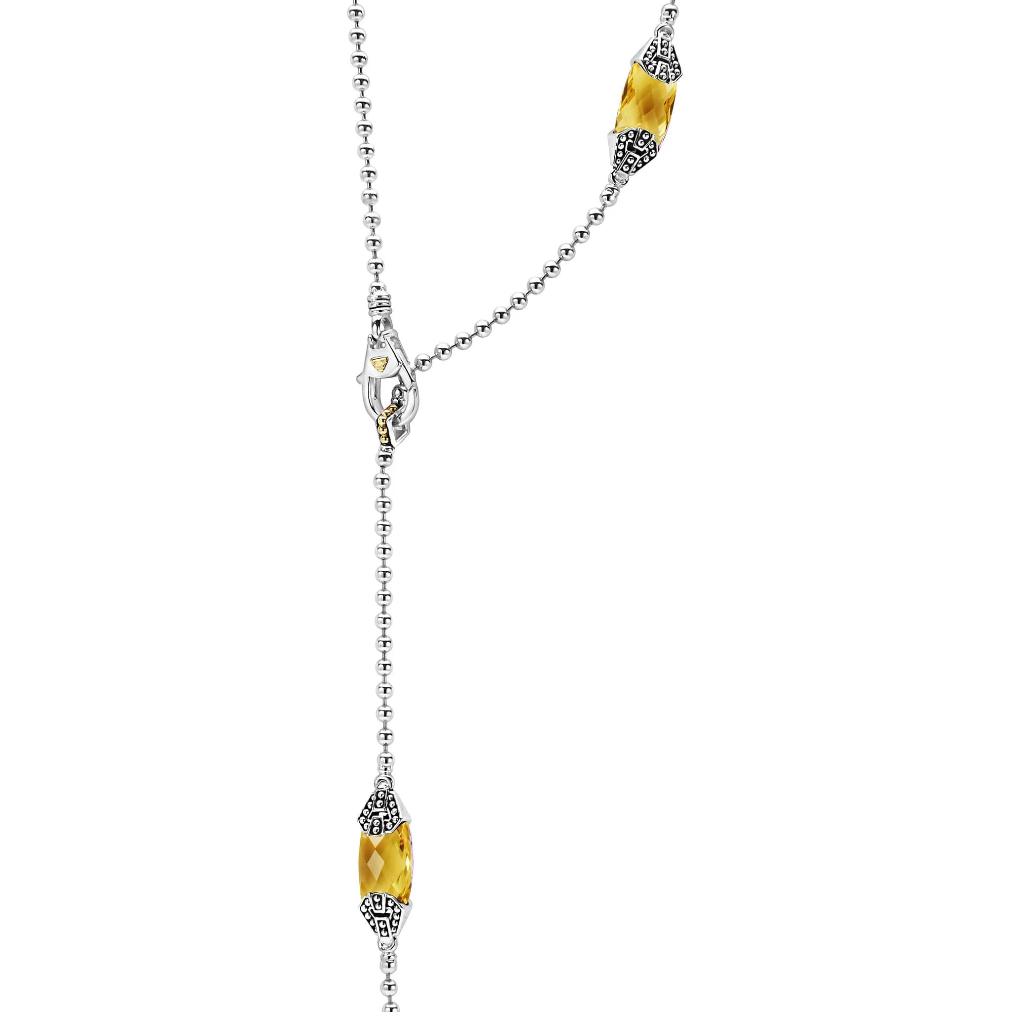 Caviar Color Six Station Citrine Necklace