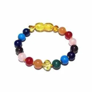 Child Skittles Gemstones and Honey Baltic Amber Anklet Bracelet