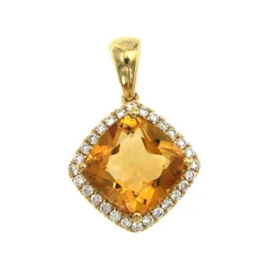 Citrine and Diamond Pendant