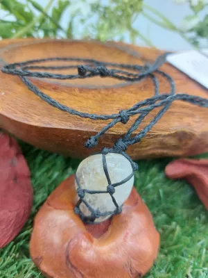 Citrine Polished Crystal Macrame Necklace