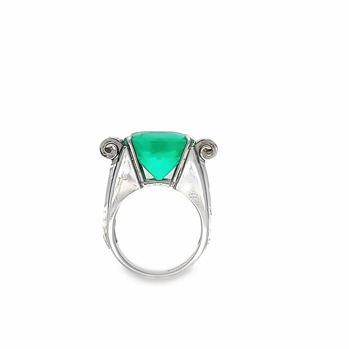 Cushion Cut Emerald and Diamond Ring