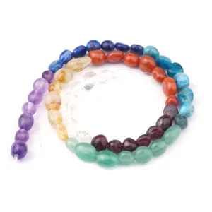 Dakota Stones Gemstone Beads, Mixed Stones Chakra Assortment, Natural Pebble 8x10mm (15 Inch Strand)