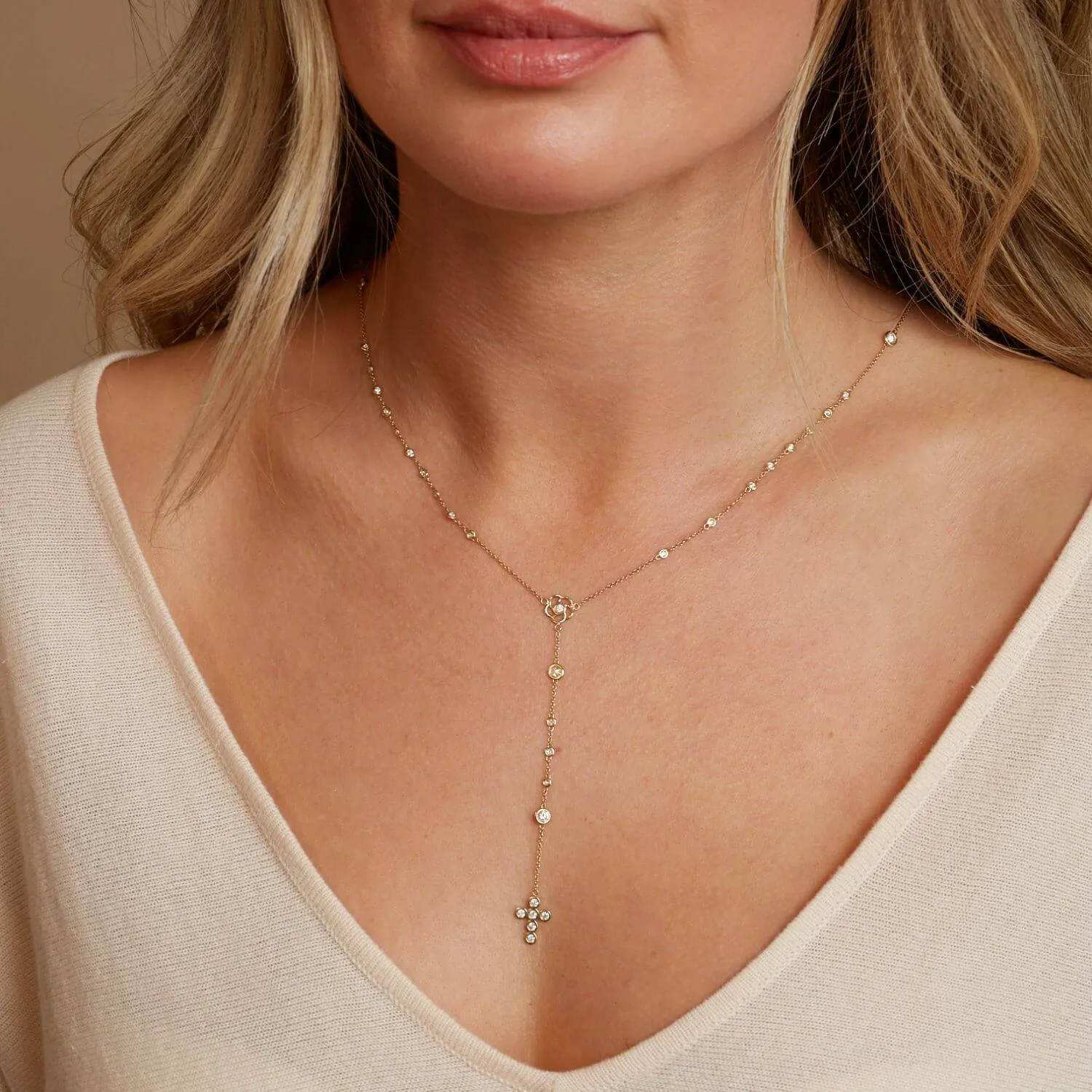 Diamond Rosary Necklace