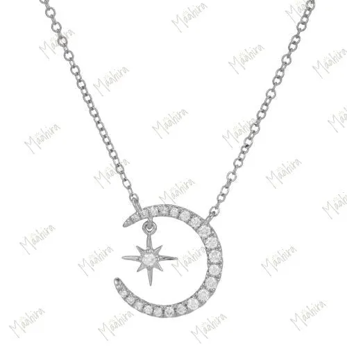 Diamond Star Moon Necklace