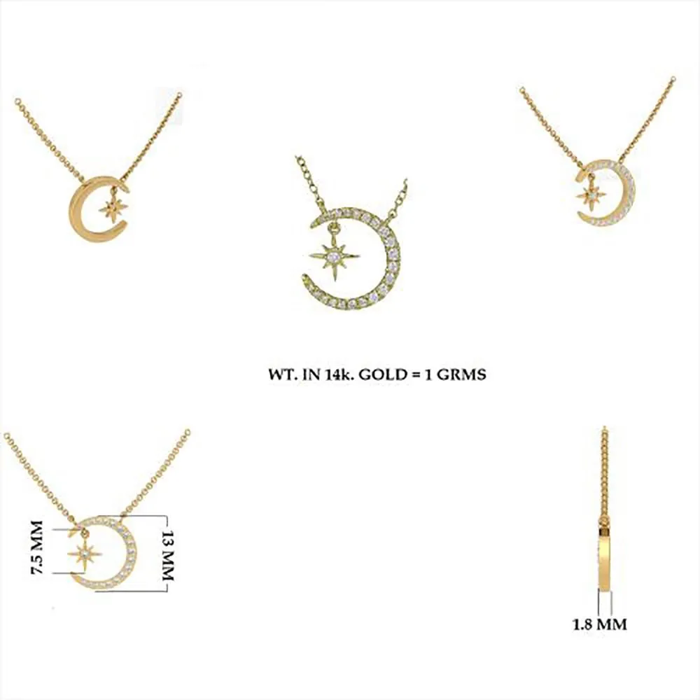 Diamond Star Moon Necklace