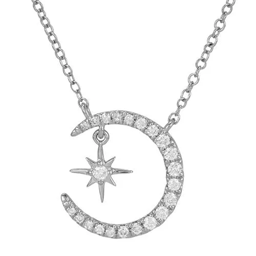 Diamond Star Moon Necklace