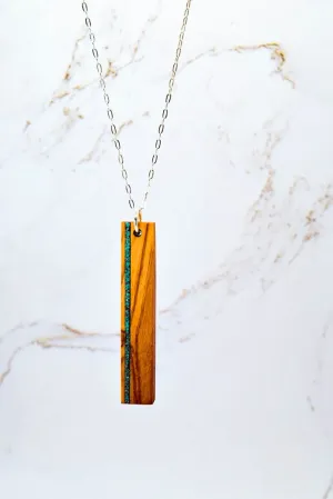 Drop Stone Inlay Bar Necklace
