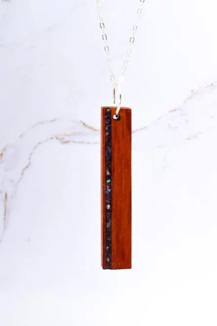 Drop Stone Inlay Bar Necklace