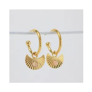 Earrings Moon Gazer Gold & Rose Quartz