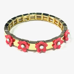 Flower Tile Bracelet Coral