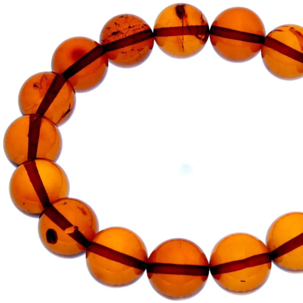 Genuine Baltic Amber Elastic Bracelet Unisex - Perfect balls 12-12 mm - BT0170
