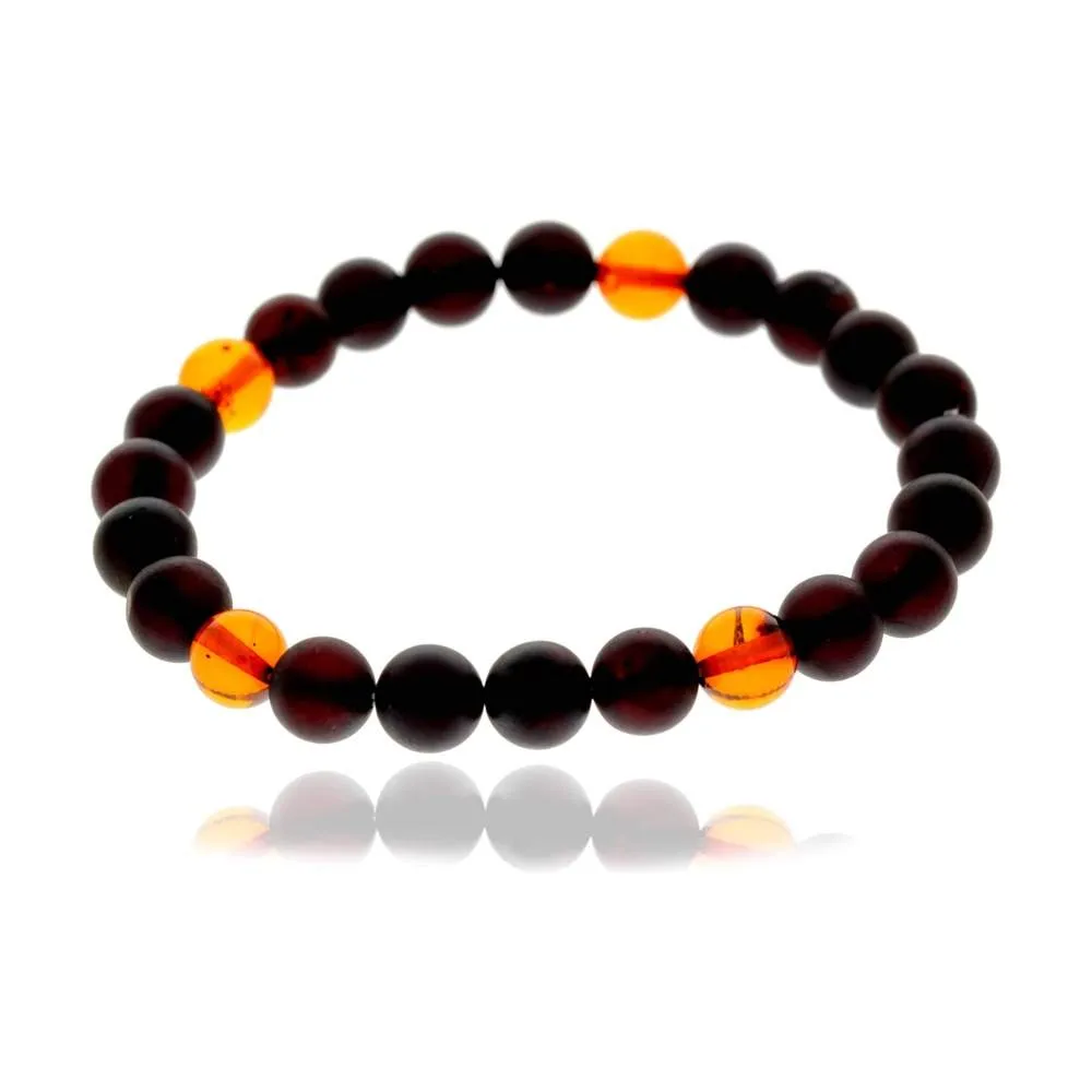 Genuine Baltic Amber Elasticated Beaded Bracelet for Men - MB026B