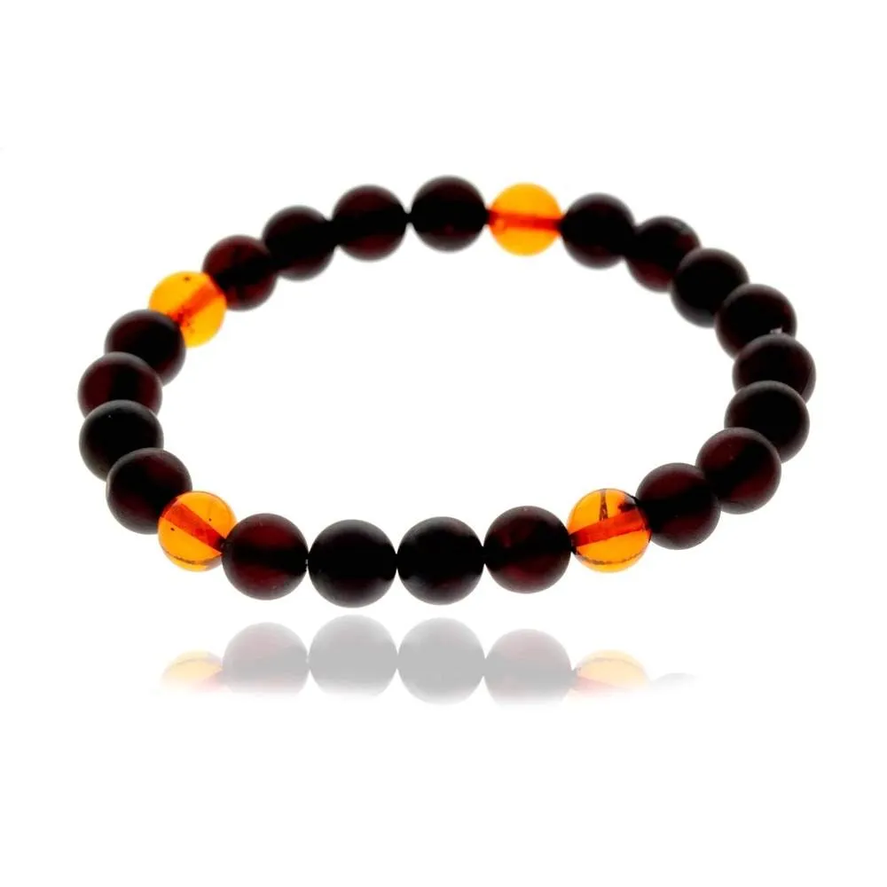 Genuine Baltic Amber Elasticated Beaded Bracelet for Men - MB026B