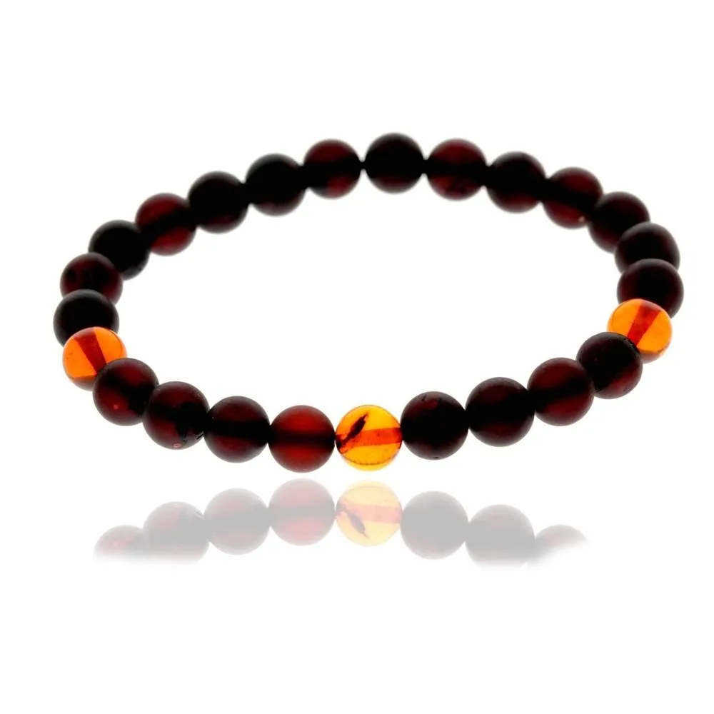 Genuine Baltic Amber Elasticated Beaded Bracelet for Men - MB026B