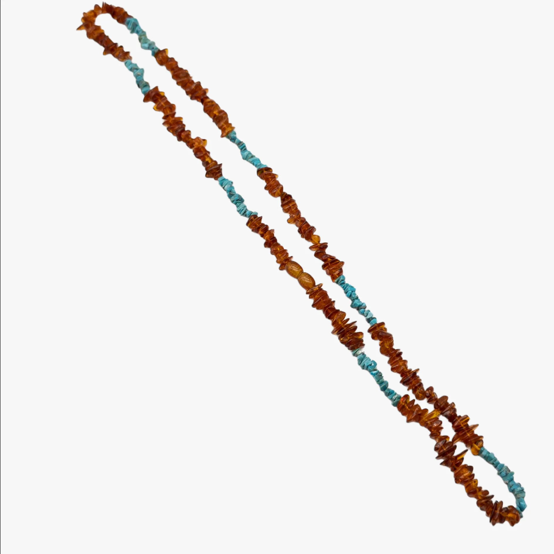 Genuine Baltic Amber Turquoise Strand Necklace