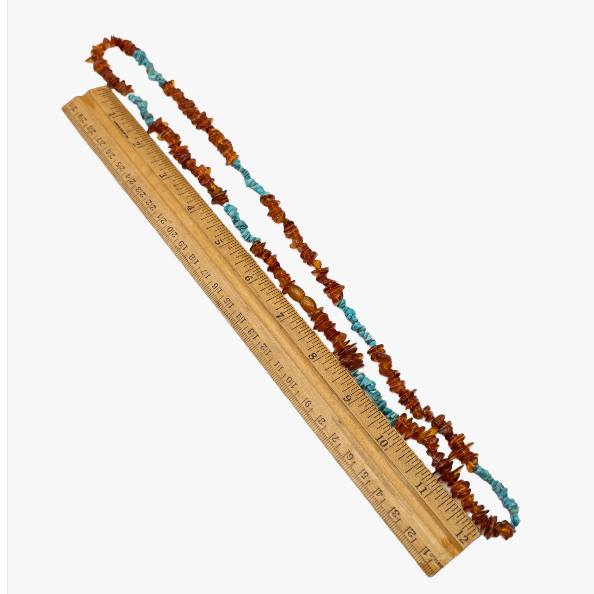 Genuine Baltic Amber Turquoise Strand Necklace
