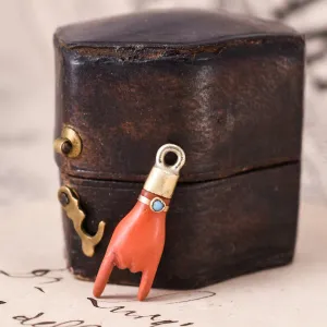 Georgian Coral Mano Cornuto "Sign of the Horns" Charm