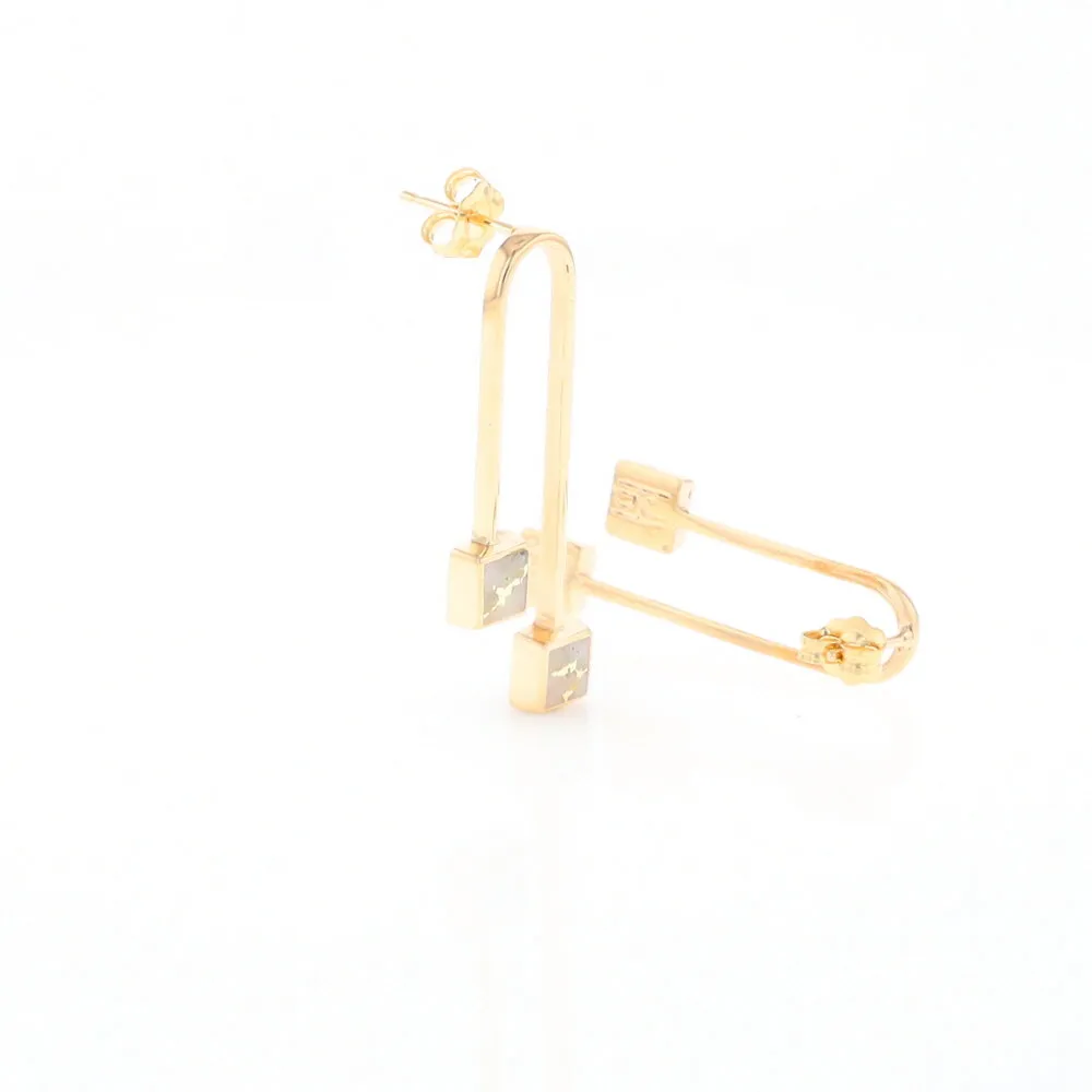 Gold Quartz Double Square Curved Bar Earrings - G2