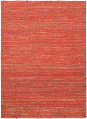 Hand woven Silky Aurora Red Wool/Silk Kilim 4'7" x 6'7"