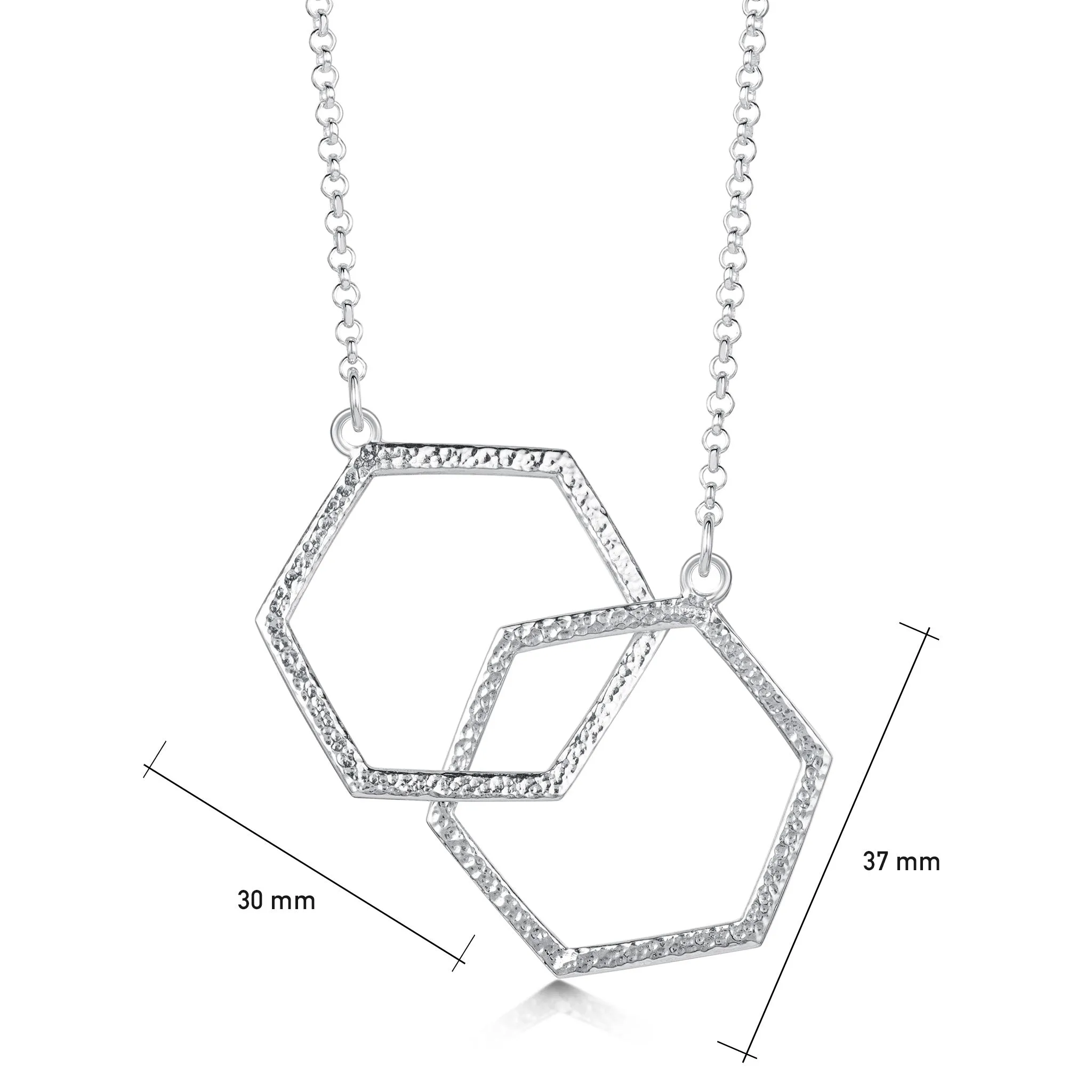 Honeycomb Large Double Link Necklace in Sterling Silver
