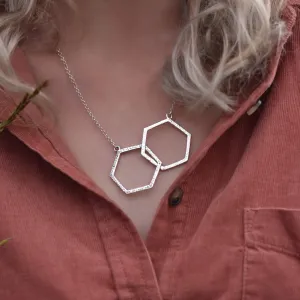 Honeycomb Large Double Link Necklace in Sterling Silver