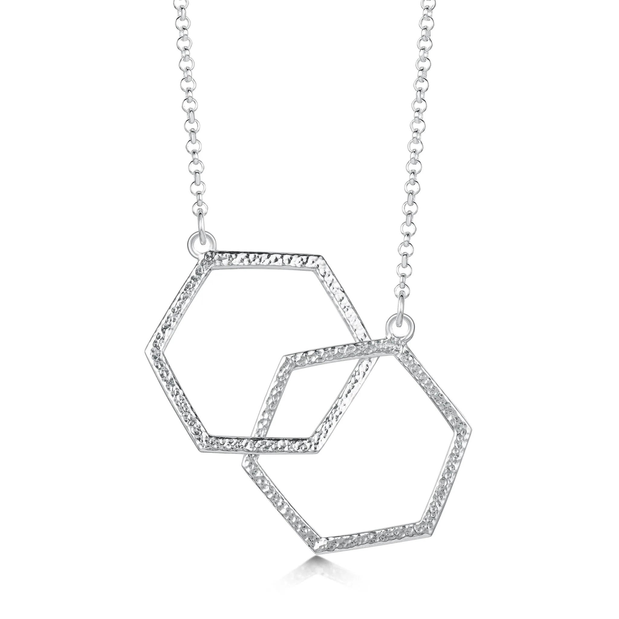 Honeycomb Large Double Link Necklace in Sterling Silver