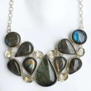 Labradorite & Citrine Sliver Necklace