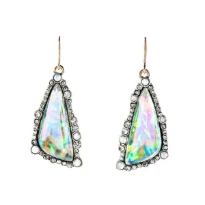 Natural Crystal Drop Earrings Vintage Gold Color Raw Quartz Triangle Earrings for Women