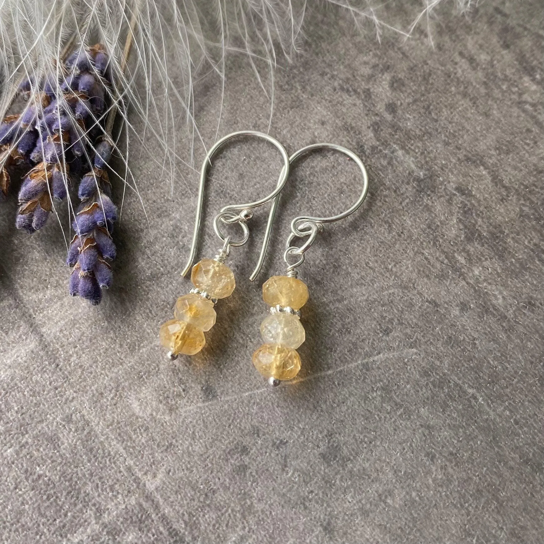 November Birthstone Earrings, Citrine Jewellery